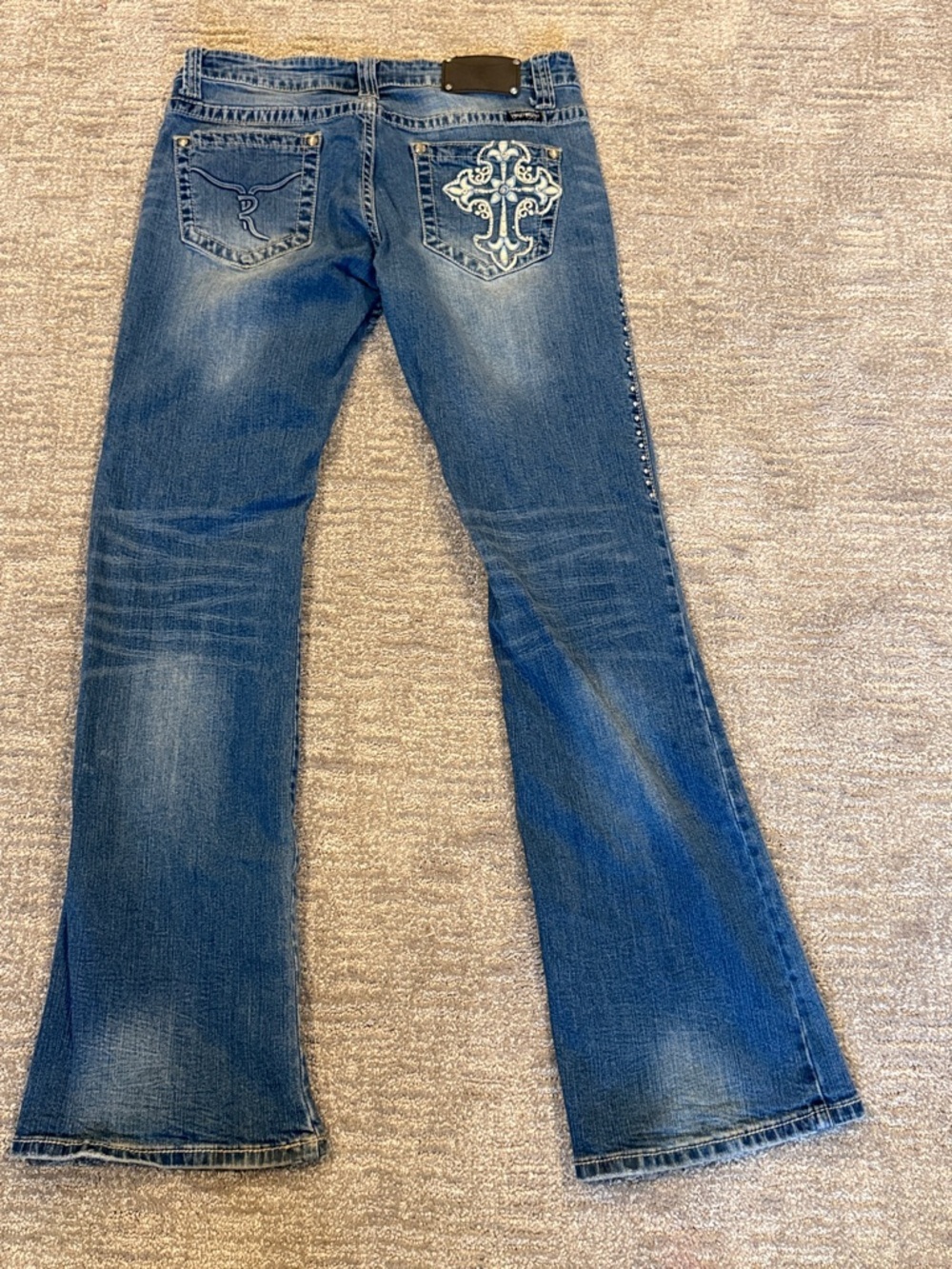 Trinity Blue Flare Jeans with Silver Embroidery Size 13 Juniors - Picture 5 of 7